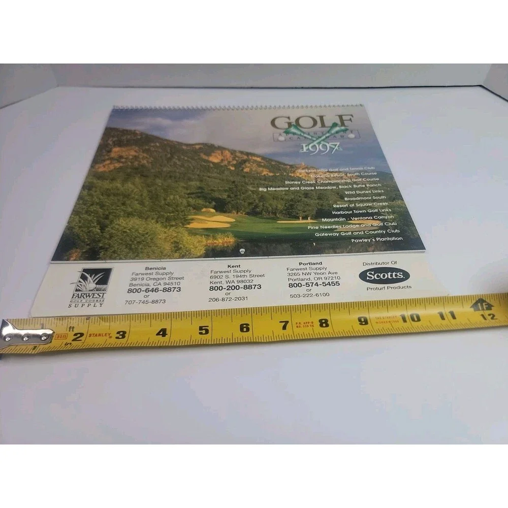 Vintage 1997 Golf Appointment Calendar Farwest Supply Scotts Golf Courses Spiral